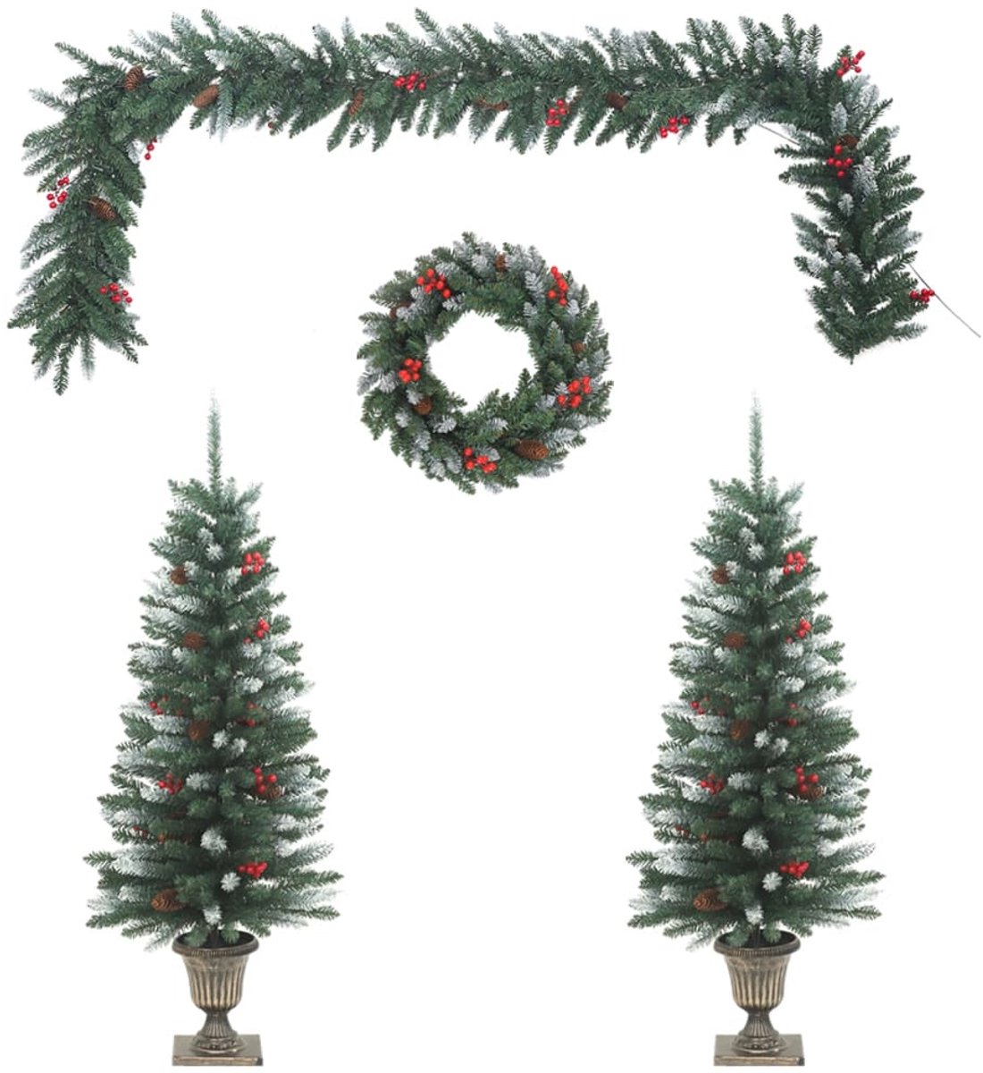 vidaXL 4-delige kerstdeurdecoratieset PVC