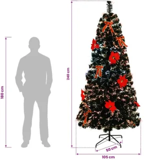 vidaXL glasvezelkerstboom 240 cm met 36 led's, meerkleurig, pvc