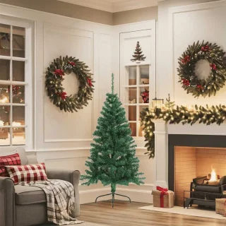 vidaXL Half kunstkerstboom 150 cm groen