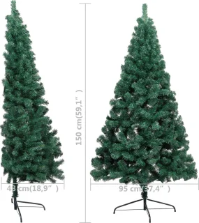 vidaXL Half kunstkerstboom 150 cm groen