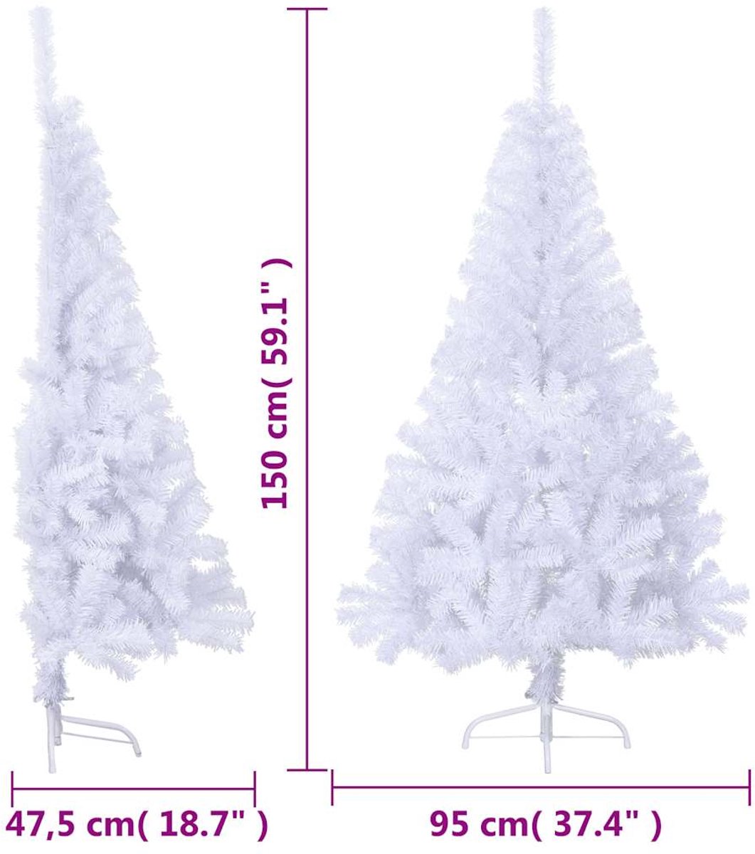 vidaXL Halve Kerstboom PVC Wit 150 cm