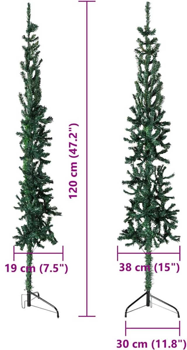 vidaXL Halve Kunstkerstboom 120 cm Groen