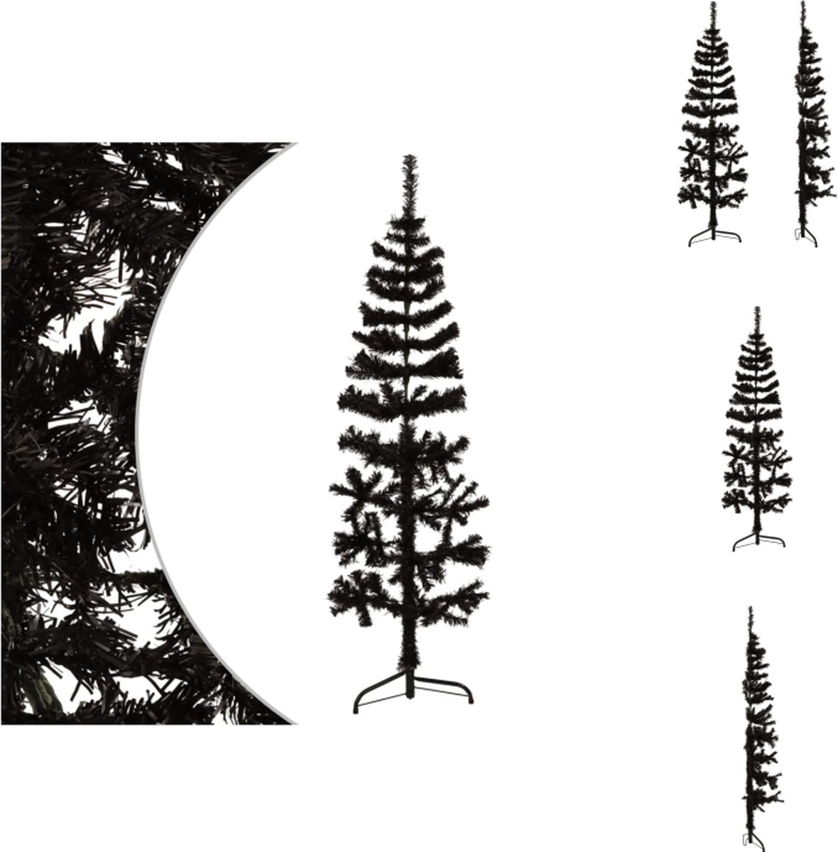 vidaXL Halve Kunstkerstboom 120 cm Zwart
