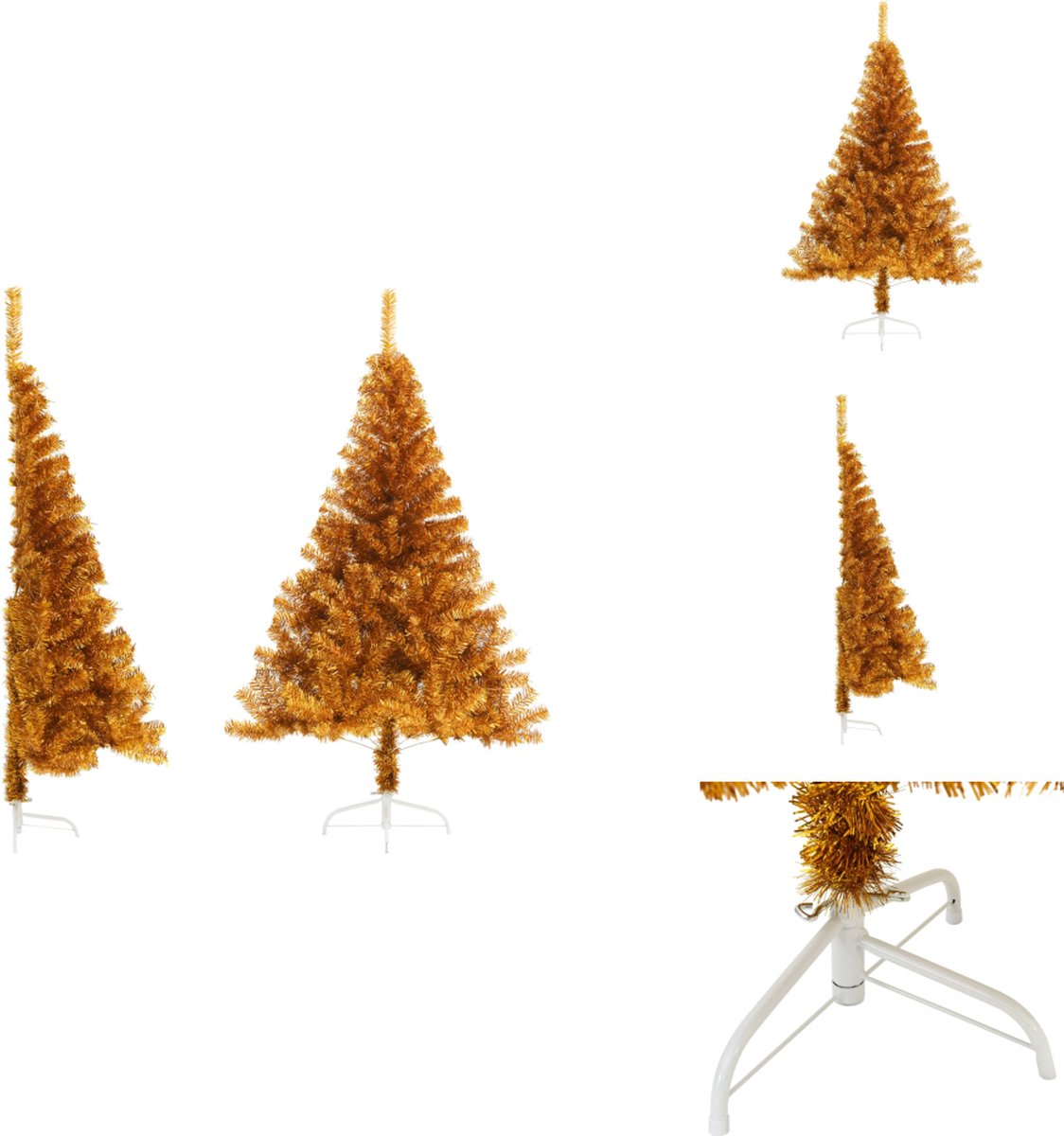 vidaXL Halve Kunstkerstboom 180 cm goudkleurig met standaard