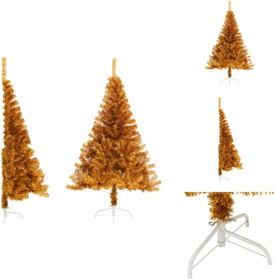 vidaXL Halve Kunstkerstboom 180 cm goudkleurig met standaard
