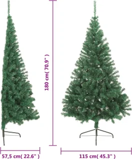 vidaXL Halve Kunstkerstboom 180 cm groen