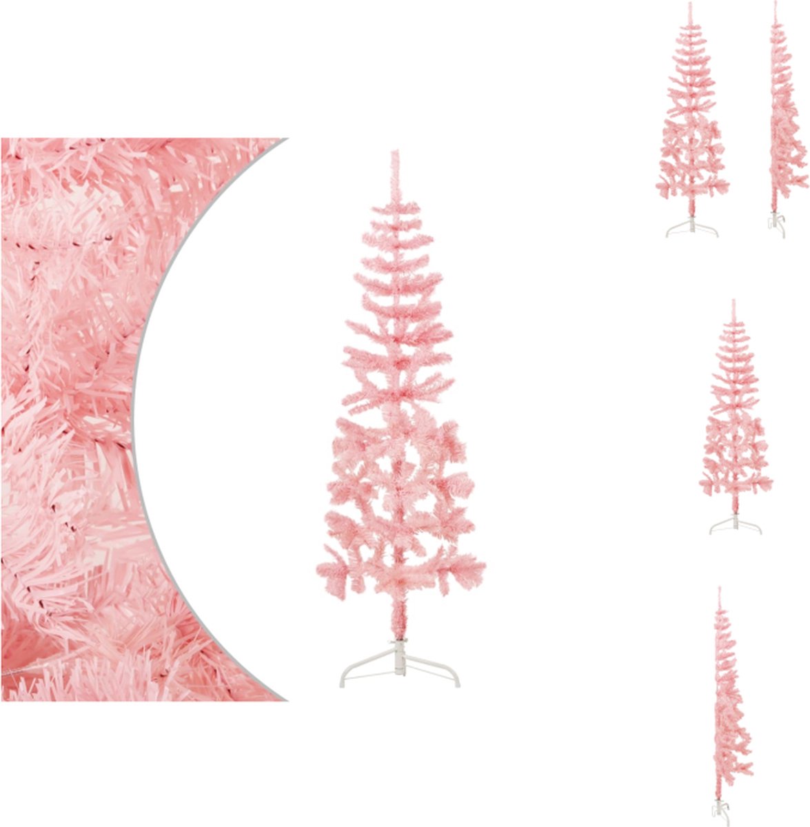 vidaXL Halve Kunstkerstboom 180 cm Roze