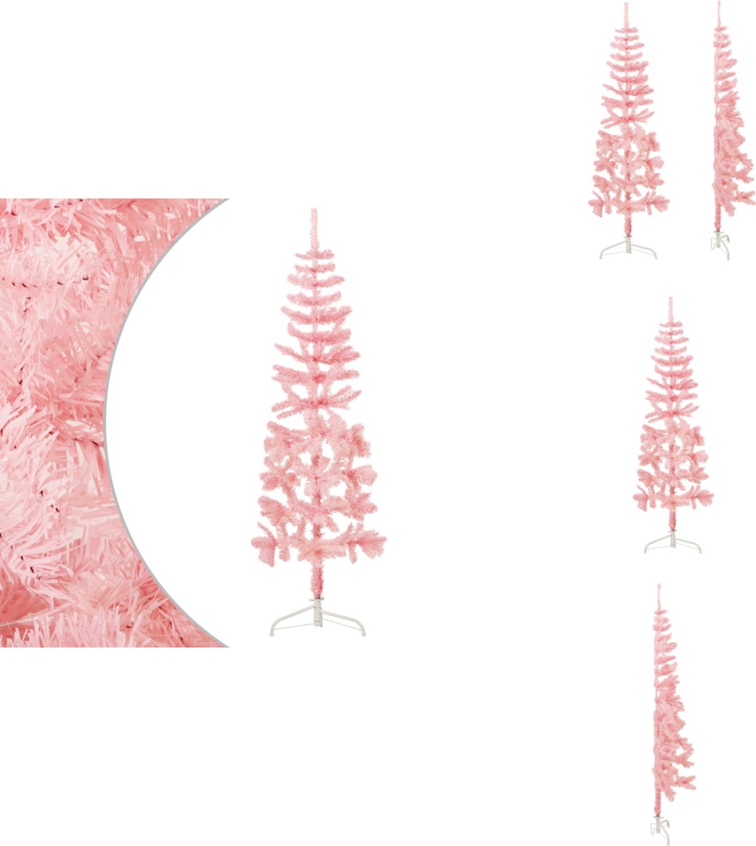 vidaXL Halve Kunstkerstboom 180 cm Roze