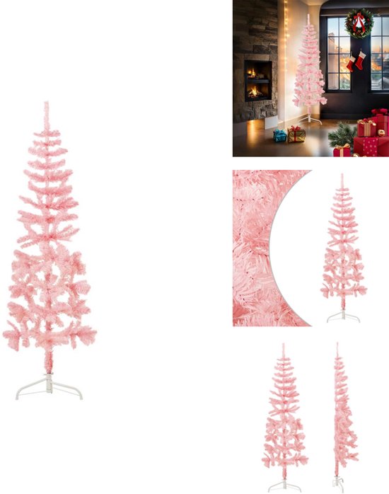 vidaXL Halve Kunstkerstboom 180 cm Roze