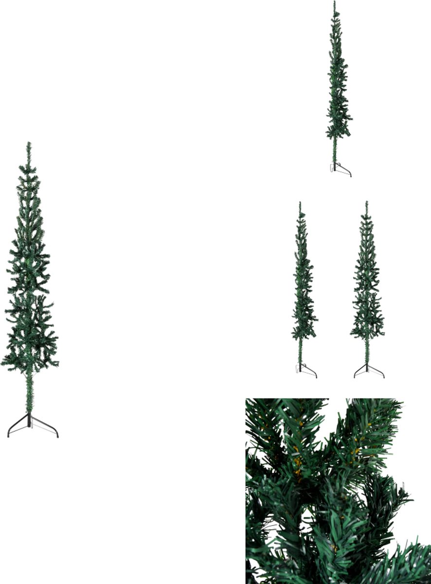 vidaXL Halve Kunstkerstboom 210 cm Groen Met Standaard