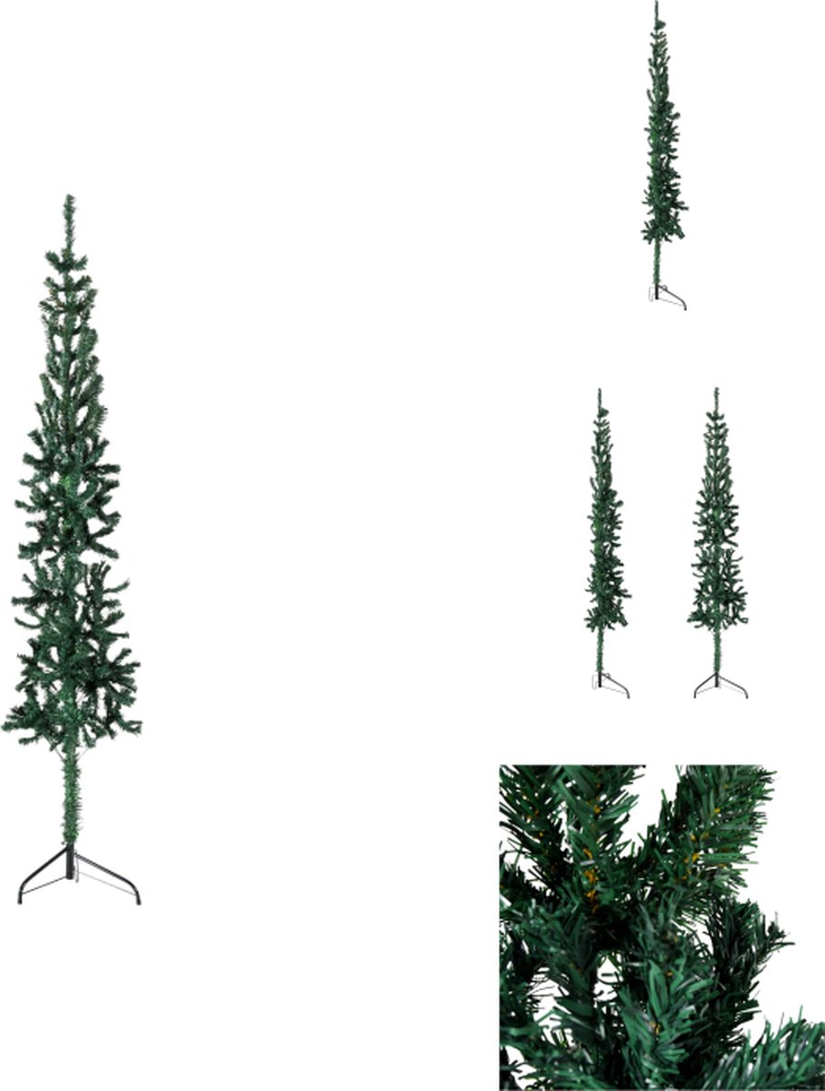 vidaXL Halve Kunstkerstboom 210 cm Groen Met Standaard