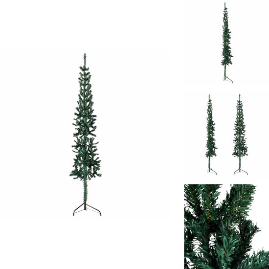 vidaXL Halve Kunstkerstboom 210 cm Groen Met Standaard