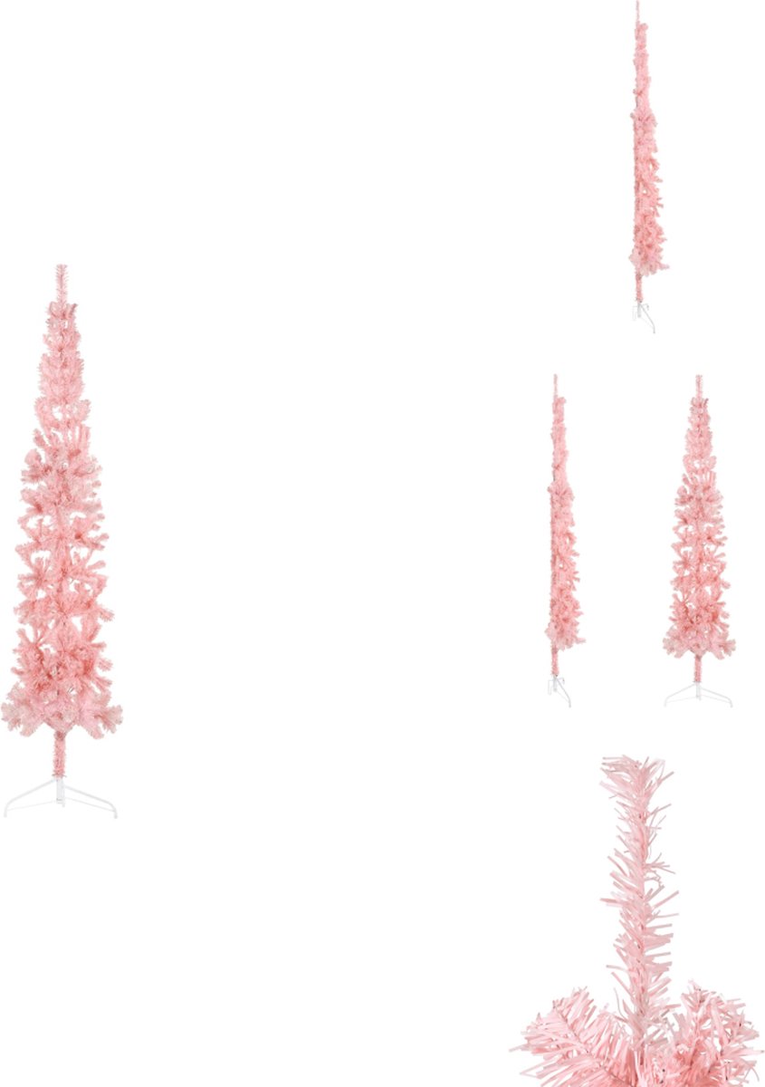 vidaXL Halve Kunstkerstboom 210 cm Roze met Standaard