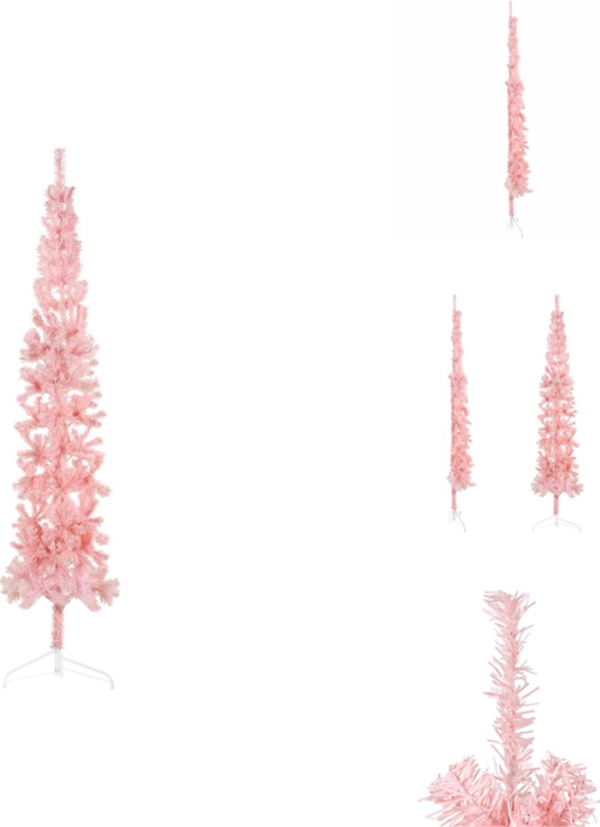 vidaXL Halve Kunstkerstboom 210 cm Roze met Standaard