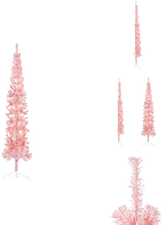 vidaXL Halve Kunstkerstboom 210 cm Roze met Standaard