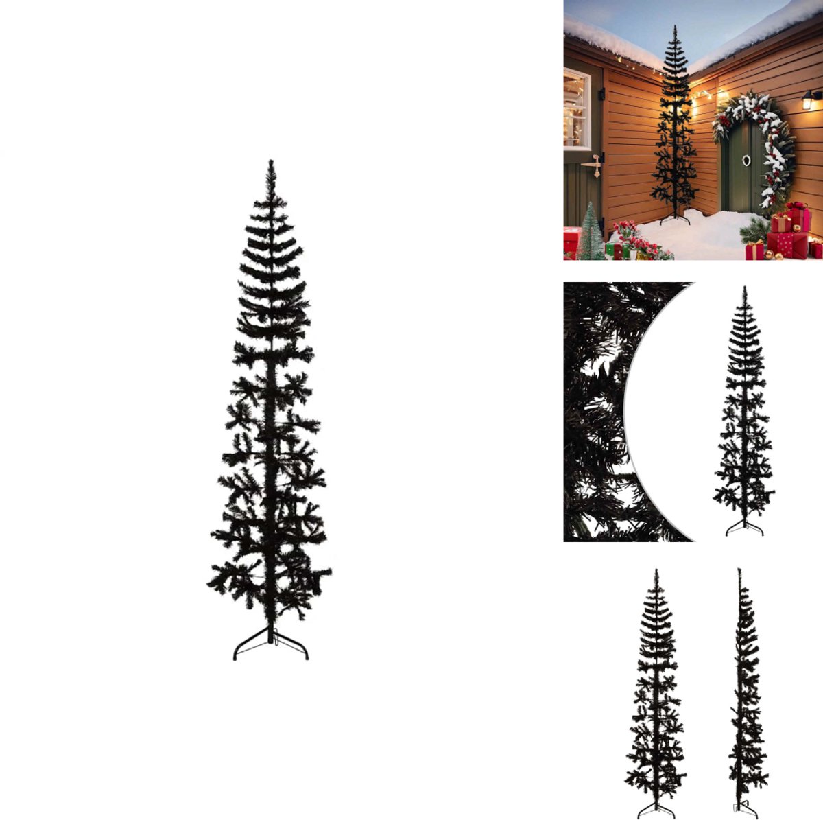 vidaXL Halve Kunstkerstboom 240 cm Zwart