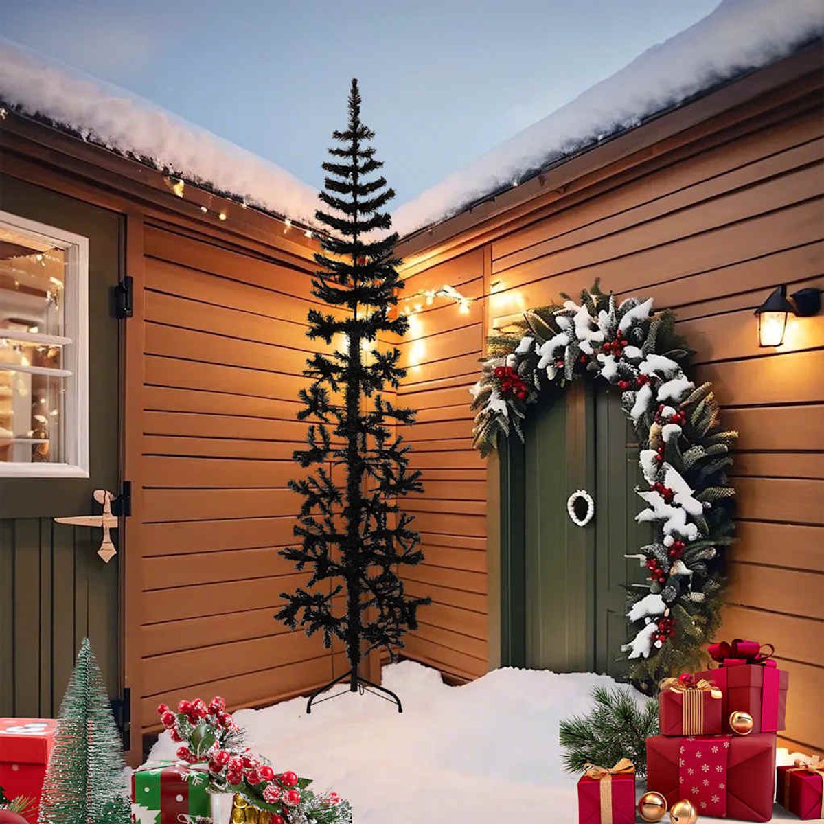 vidaXL Halve Kunstkerstboom 240 cm Zwart