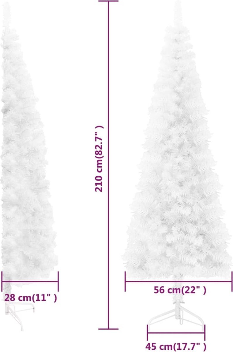 vidaXL Halve Kunstkerstboom Half 210 cm Wit