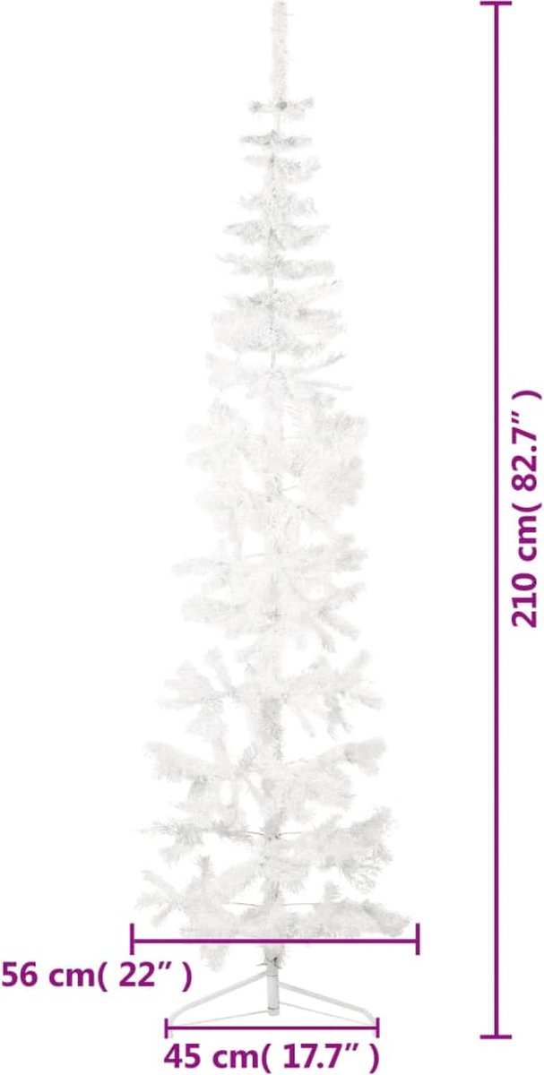 vidaXL Halve Kunstkerstboom Half 210 cm Wit