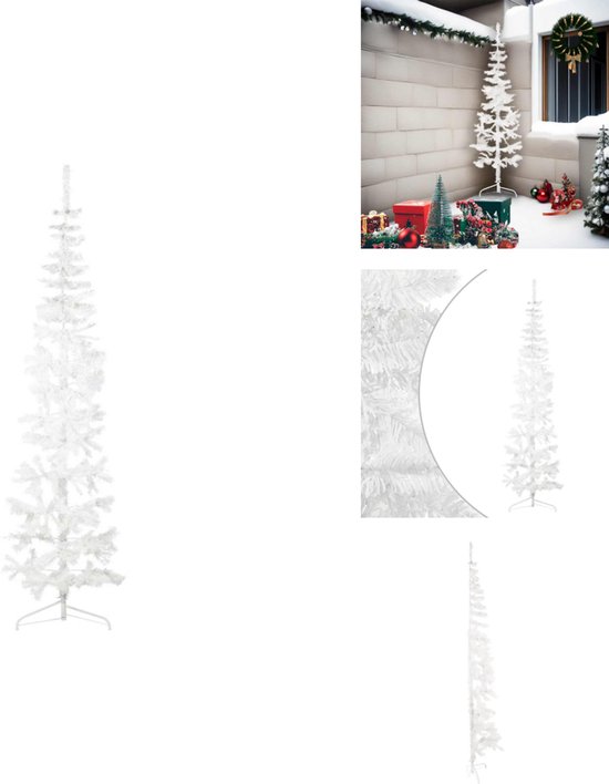 vidaXL Halve Kunstkerstboom Half 210 cm Wit