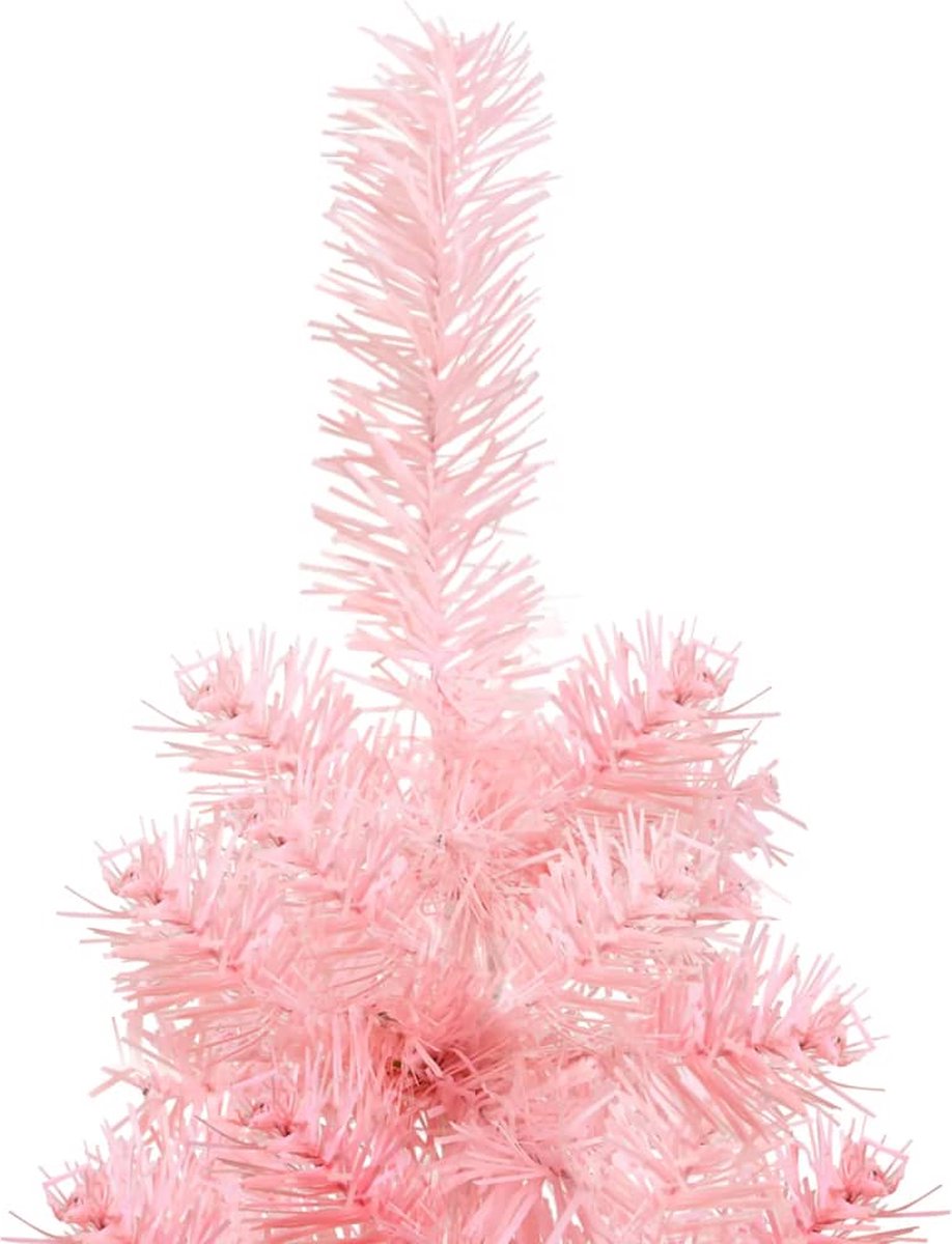 vidaXL Halve Kunstkerstboom Smal 120 cm Roze