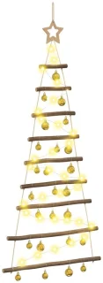 vidaXL hangende kerstboom met ballen, 120 cm, 50 warmwitte LED's
