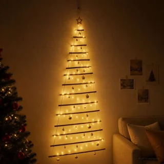 vidaXL hangende kerstboom met ballen - 210 cm - 130 LED's - warmwit