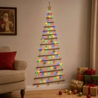 vidaXL hangende kerstboom met ballen 210 cm