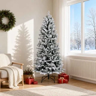 vidaXL Hinged kerstboom 180 cm in groen en wit