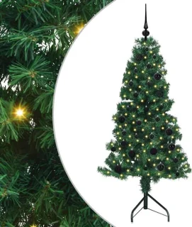 vidaXL Hoek kunstkerstboom van PVC en metaal, groen, 150 cm