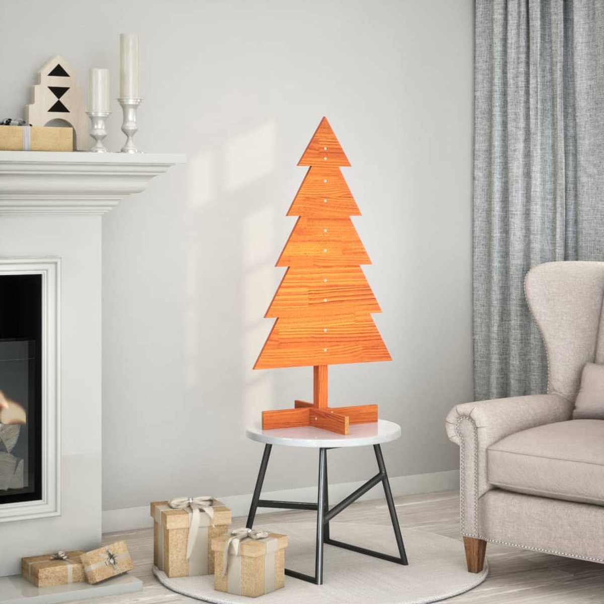 vidaXL Houten Kerstboom 100 cm Massief Grenenhout Wasbruin