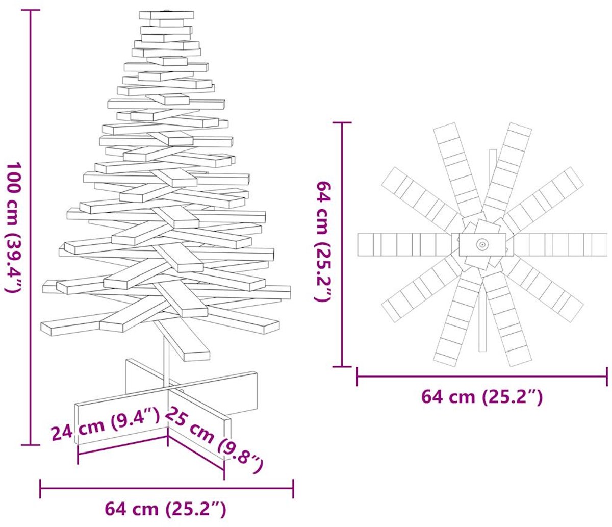 vidaXL Houten Kerstboom 100 cm Massief Grenenhout Wit