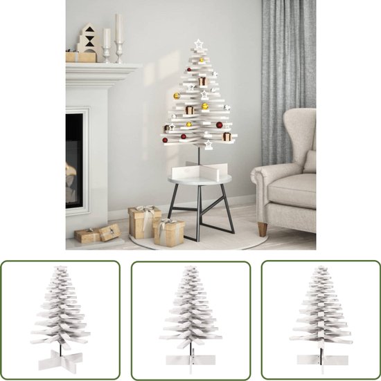 vidaXL Houten Kerstboom 100 cm Massief Grenenhout Wit