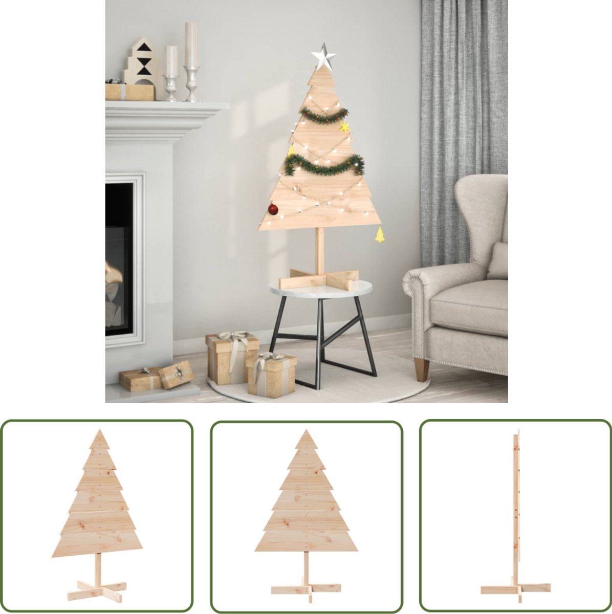 vidaXL Houten Kerstboom 110 cm Massief Hout