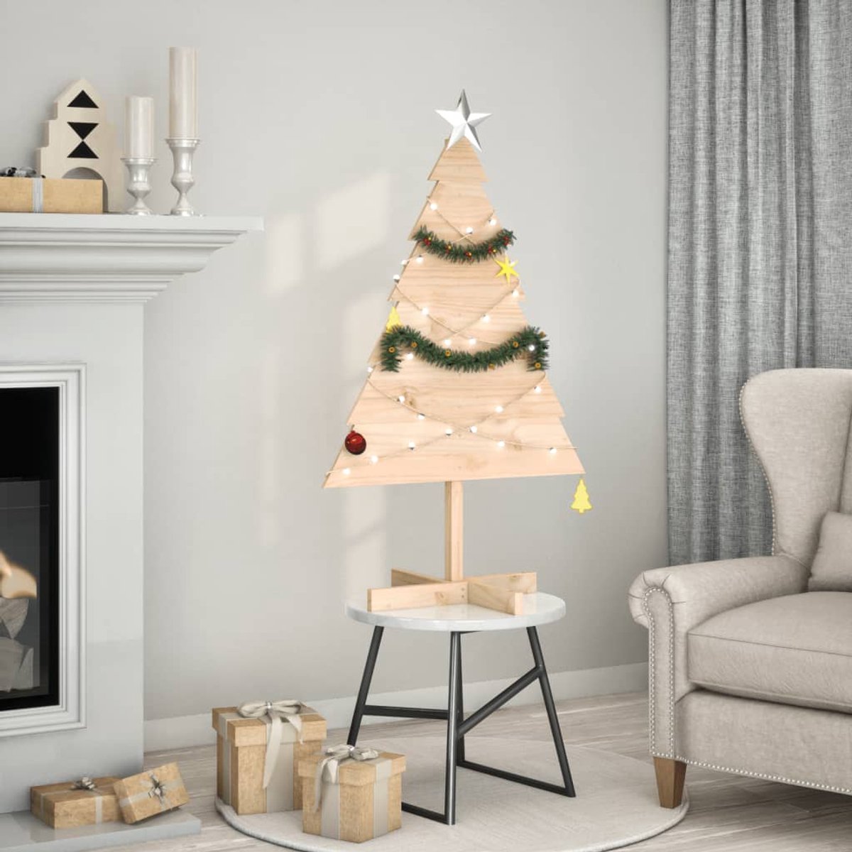 vidaXL Houten Kerstboom 110 cm Massief Hout