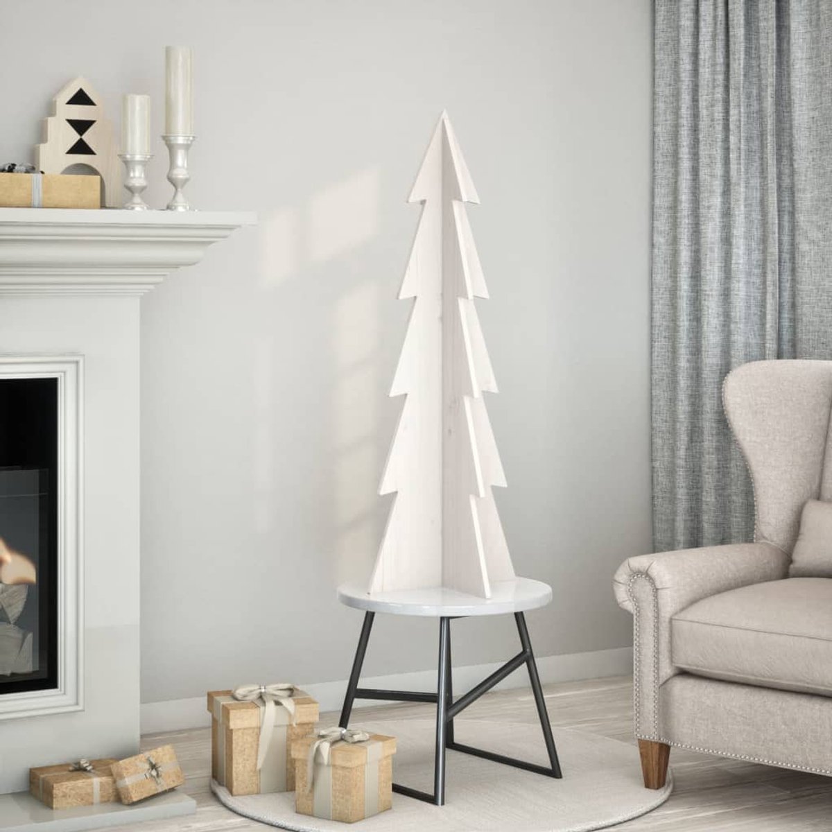 vidaXL Houten Kerstboom 112 cm Wit