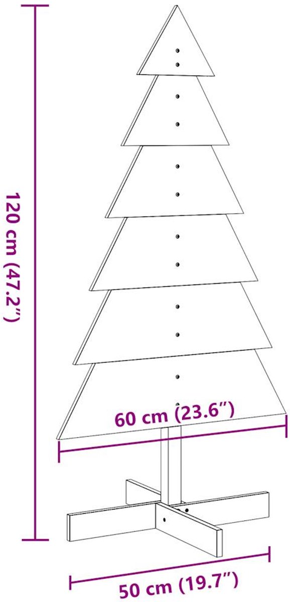 vidaXL Houten Kerstboom 120 cm massief grenenhout wasbruin