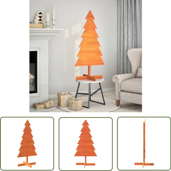 vidaXL Houten Kerstboom 120 cm massief grenenhout wasbruin