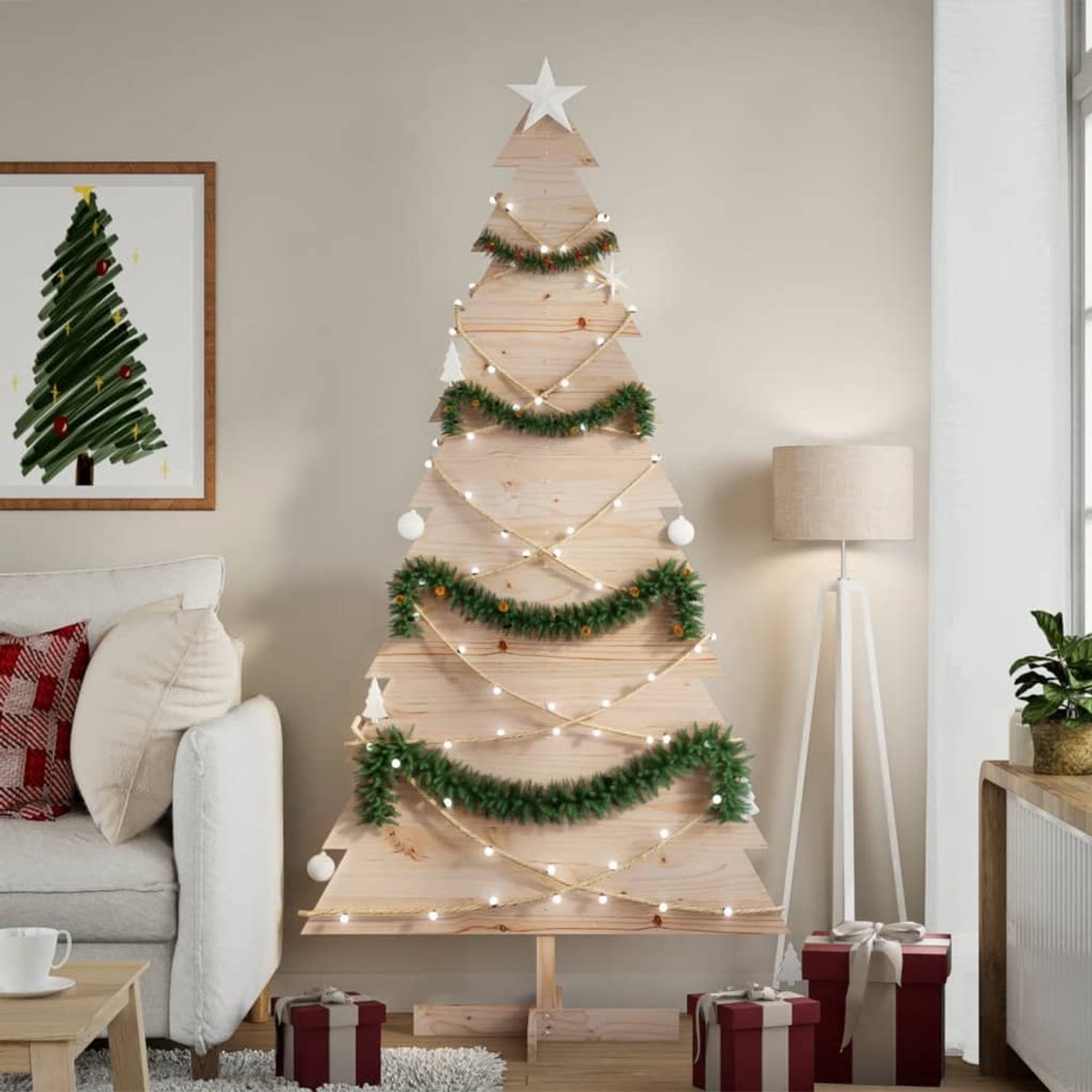 vidaXL Houten Kerstboom 180 cm Grenenhout