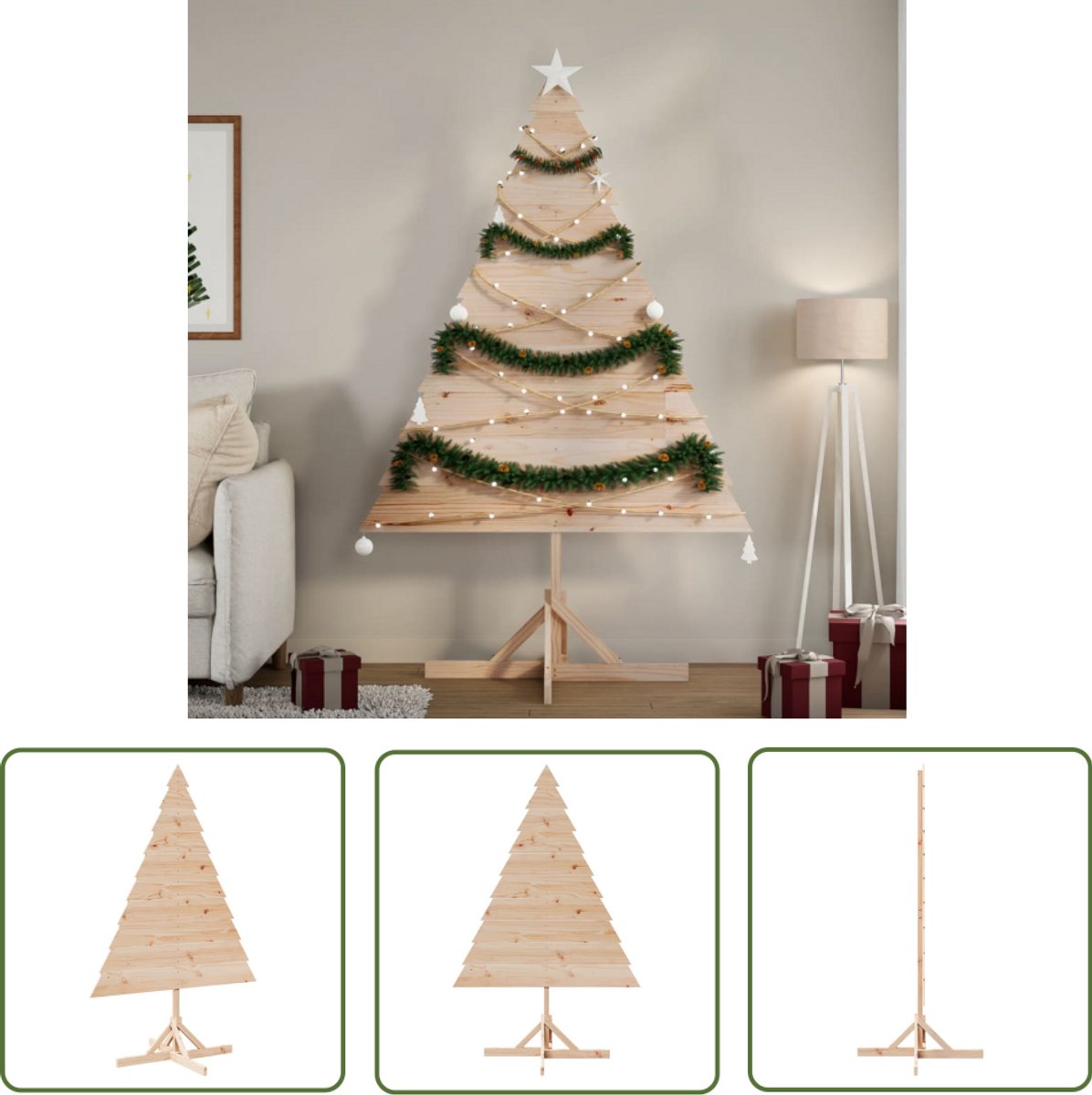 vidaXL Houten kerstboom 180 cm massief hout