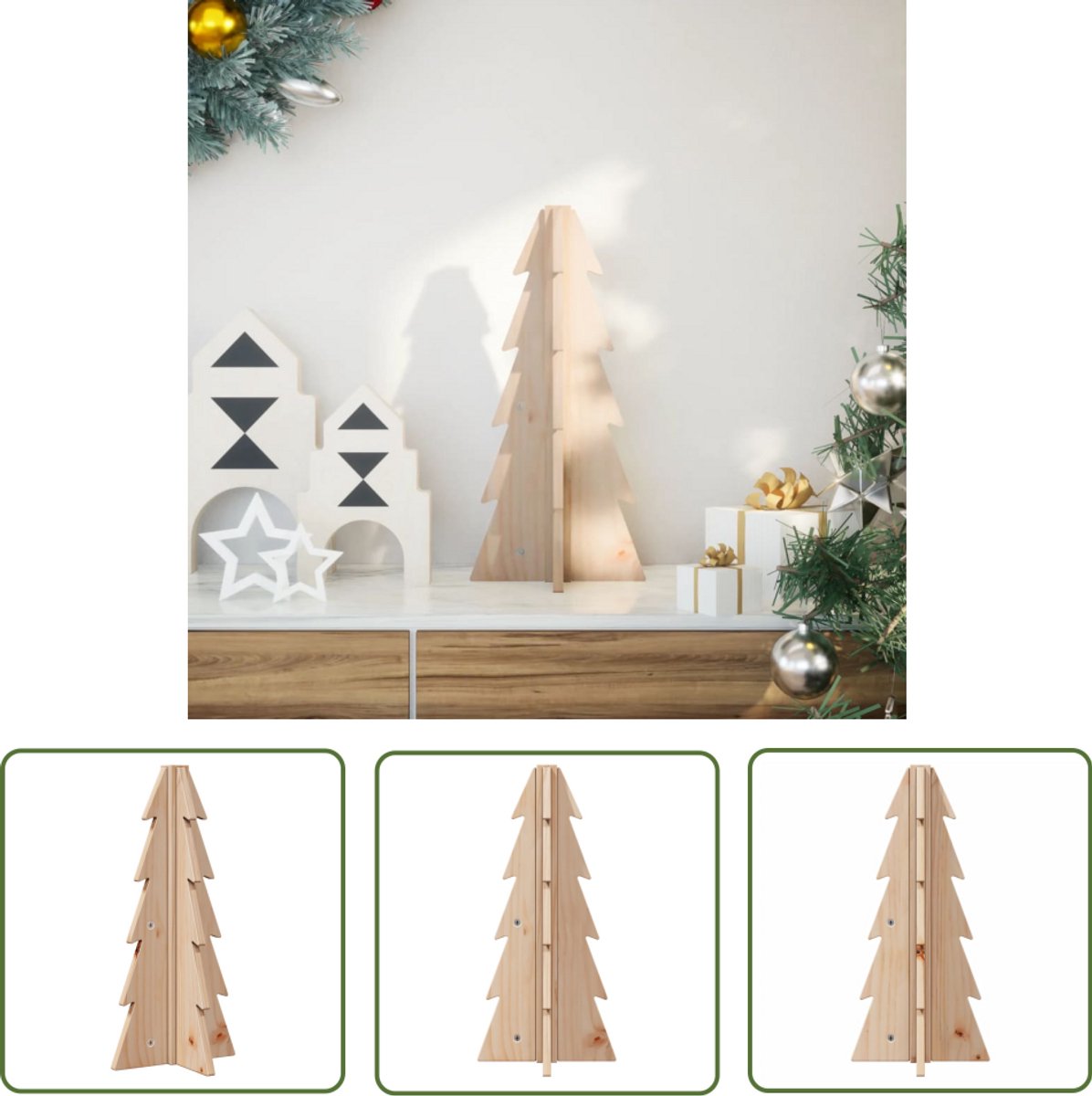 vidaXL Houten Kerstboom 49 cm massief grenenhout