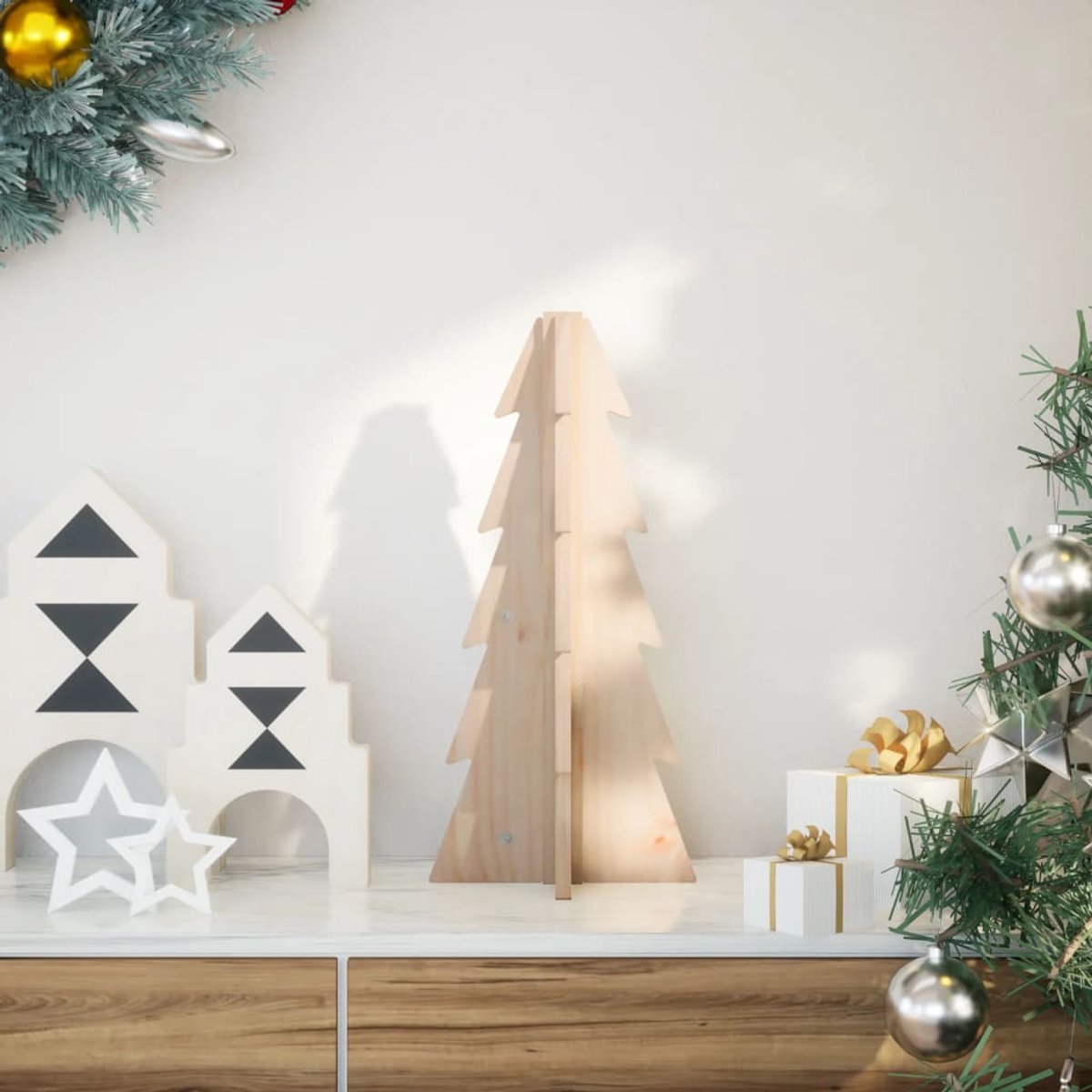 vidaXL Houten Kerstboom 49 cm massief grenenhout
