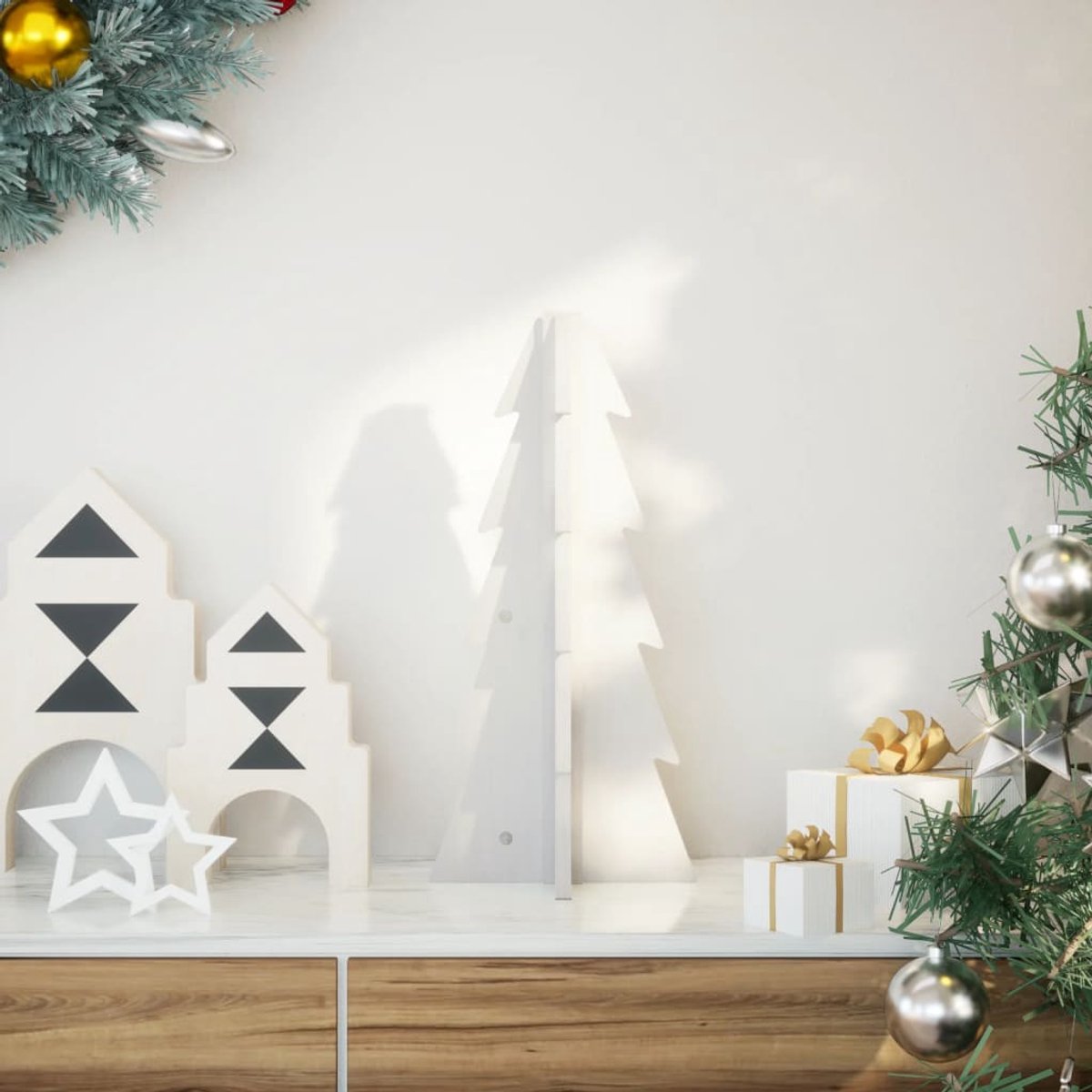 vidaXL Houten Kerstboom 49 cm Wit
