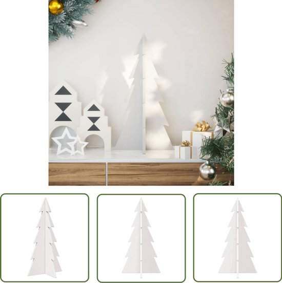 vidaXL Houten Kerstboom 59,5 cm Massief Grenenhout Wit
