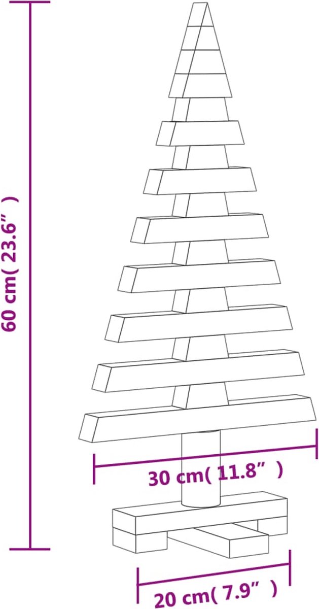 vidaXL Houten kerstboom 60 cm grenenhout
