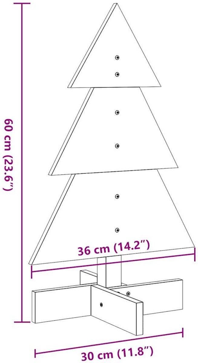 vidaXL houten kerstboom 60 cm massief grenenhout wasbruin
