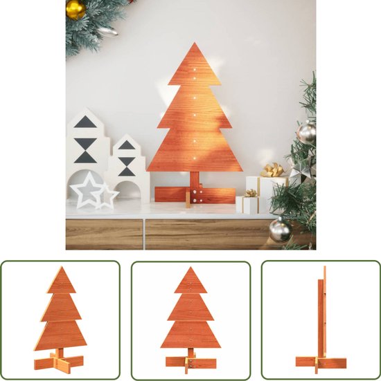 vidaXL houten kerstboom 60 cm massief grenenhout wasbruin