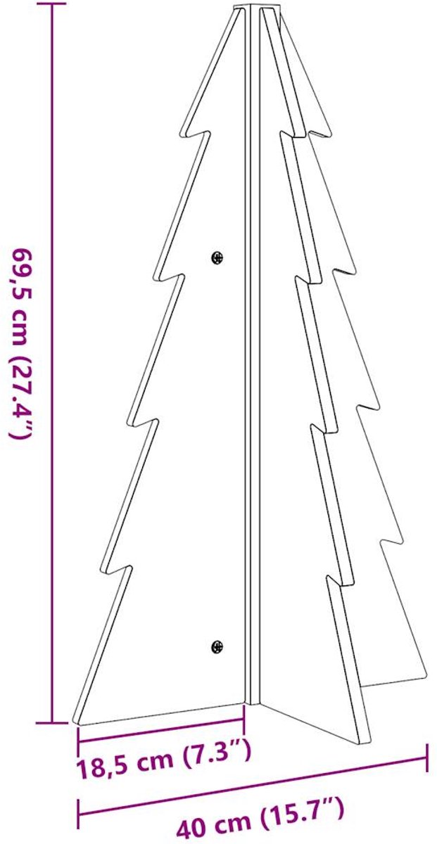 vidaXL Houten Kerstboom 69,5 cm massief grenenhout wasbruin