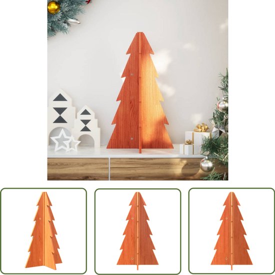 vidaXL Houten Kerstboom 69,5 cm massief grenenhout wasbruin
