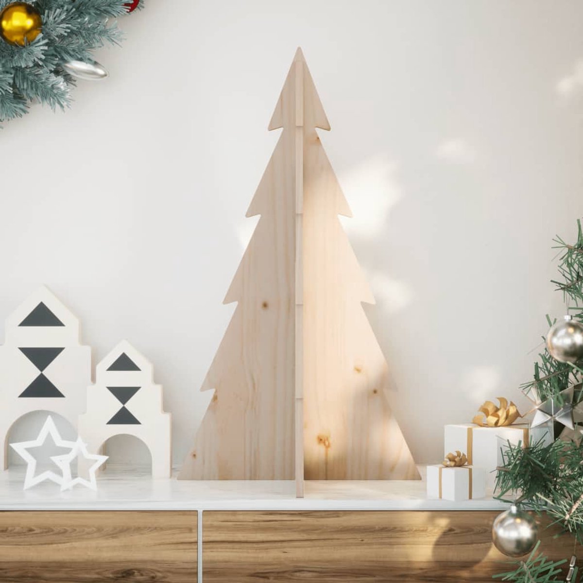 vidaXL Houten Kerstboom 80 cm massief grenenhout